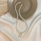 Hivava Vintage Fashion Sweet Pendant Necklace For Women Trend Wedding Party Jewelry Elegant White Imitation Pearl Clavicle Chain Choker