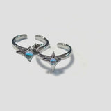 Hivava  -  Irregular Cross Star Opal Rings Y2K Natural Stone Star Ring for Women Men Couple Rings Moonstone Zircon Ring Unisex Jewelry