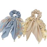 Hivava  -  New Women Bow Hair RopeChiffon Floral Print Sweet Elastic Hair Band Ponytail Holder Gum for Hair Ties Hair Accessories