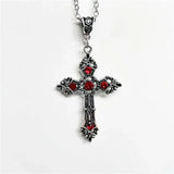 Hivava  -  Gothic black ruby cross pendant men's women's necklace European and American retro simple fashion jewelry gifts