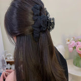 Hivava  -  Summer Elegant Girl New Mesh Tulle Large Bow Grip Clip Female Ponytail Braid Hair Claw Clip Hair Clip Hair Accessories Headdress