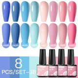 Hivava  -  6/8pcs Gel Nail Polish Set Nude Pink Gel Varnishes Kit Glitter Soak Off Uv Led Gel Semi Permanent Nail Art Gel Lacquer