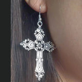 Hivava  -  New Gothic Rhinestone Hoop Earrings for Women Korean Cross Dangle Earring Punk Egirl Big Cross Earrings Grunge Jewelry Gift