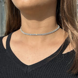 Hivava Minimalist Stainless Steel Thin Shining Crystal Choker For Women Exquisite Glitter Rhinestone Crystal Chain Necklaces Jewelry