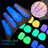 Hivava  -  7ml Glow In Dark Candy Gel Nail Polish Summer Sparkly Glitter Sequins Luminous Nail Art UV Gel Varnish Manicure