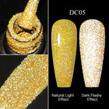 Hivava  -  Reflective Glitter Gel Pink Sparkling Sequins Gel Nail Polish Soak Off UV Nail Gel Semi-permanent Nail Art Decoration