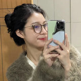 Hivava  Retro Literary Glasses Frame Girl Ins No Makeup Plain Glasses Men Eyewear Cute Decorative Computer Glasses