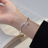 Hivava  -  New Trendy Silver Color Bowknot Bracelet for Women Cute Romantic Round Ball Adjustable Cuff Bracelet Jewelry Birthday Gift