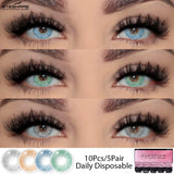 Hivava New Colored Contact Lenses Daily Disposable Natural Brown Contact 1Day Daily Lens Blue Lenses 10Pcs/5Pair Gray Pupils