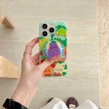 Hivava  Cartoon Vegetable Stand Holder Magnetic Phone Case For Iphone 14Pro 15 Pro Max 15ProMax 12 13 14 13Pro 12Pro Summer Cute Fundas