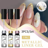 Hivava  -  5ml Metallic Liner Painting Gel Nail Polish Chrome Rose Gold Silver Super Bright Mirror Effect Drawing Gel Nail Varnish