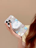 Hivava  Cartoon Smile Cloud Laser Love Heart Fundas For Iphone 14 15promax 13 15 Pro Max 14Pro 12 Cute Magnetic Stand Holder Phone Case