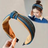 Hivava Wide Top Knot Hair Bands For Women Solid Color Chain Bow Elastic Hairband Bezel Girls Headband Hair Hoop Female Hair Accessories