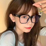 Hivava  Korean Large Square Glasses Frame Women Ins Transparent Plain Glasses Men Eyewear Cute Decorative Computer Glasses