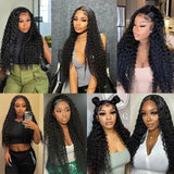 Hivava  13x4 13x6 HD Lace Front Human Hair Wigs For Women Deep Wave Lace Frontal Wig Brazilian Water Wave Curly 4X4 Lace Closure Wig