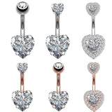 Hivava  1pc Sexy Navel Piercing Belly Button Rings Bar Crystal Zircon Heart Dangling Ombligo Party Barbell for Woman Body Jewelry 14g