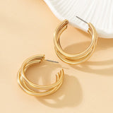 Hivava Geometric C-shaped Hollow Metal Earrings For Women Temperament Holiday Party Gift Fashion Jewelry Ear Accessories AE149