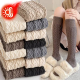 Hivava  Women Long Socks Cashmere Women Boot Solid Wool Thigh Stocking Skinny Casual Cotton Over Knee-High Fluffy Female Long Knee Sock