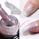 Hivava  -  7ml Champagne Gold Reflective Glitter Rubber Base Gel Nail Polish Sparkling Glowing Semi Permanent Nail Art UV Gel