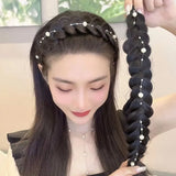 Hivava  Pearl Twist Braid Hair Band For Women Toothed Non-slip Hair Hoop Designer Elastic Headband Fashion Braids Hair Accessories Girls