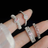 Hivava  -  New Pink Crystal Irregular Heart Rings for Women Luxury Exquisite Zircon Bowknot Open Adjustable Ring Y2K Rings Jewelry