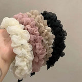 Hivava  -  New Trendy Solid Color Mesh Pleated Headbands for Women Korean Elegant Ruffle Hairband Hair Band Headwear Hair Accessories