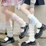 Hivava  Lolita Leg Warmer Japanese Gothic Long Socks Ribbon Leggings Gaiters Knee Goth Winter Sock Knitted Cuffs Ankle Warmer for Women