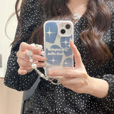 Hivava  Mirror Love Heart Cover For Iphone 15ProMax 14Pro 15Pro 13 14ProMax 15 Pro Max 13ProMax 14 Diamond Paerl Pendant Phone Case