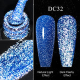 Hivava  -  Reflective Glitter Gel Pink Sparkling Sequins Gel Nail Polish Soak Off UV Nail Gel Semi-permanent Nail Art Decoration