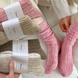 Hivava  Winter Woolen Knitted Socks Retro Fashion Color Dots Mid Tube Stocking for Girls Korean Style Sock Thicken Cashmere Sox Indoor