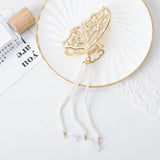 Hivava  -  Butterfly Metal Hair Clip Claw Fashion Pearl Tassel Hair Crabs Hairpin Women Fashion Ponytail Elegant Headwear Accessories