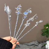 Hivava  -  Vintage Moonstone Hair Sticks for Women New Chinese Style Metal Long Tassel Chain Hair Pins Headwear Hair Accessories