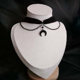 Hivava  -  Fashion Black Velvet Moon Pendant Necklace For Women Punk Gothic Flower Clavicle Chain Charm Choker Jewelry Halloween Gift