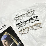 Hivava  Korean Oval Alloy Glasses Frame Women Lovely Ins No Makeup Plain Glasses Men Eyewear Cute Decorative Computer Glasses