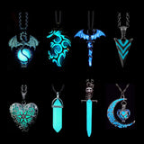 Hivava Luminous Dragon Necklace Glowing Night Fluorescence Antique Vintage Glow In The Dark for Men Women Gift Party Hallowen Day Club