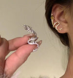 Hivava  -  1 PC Punk Exaggerated Dragon Cuff Earrings for Women Men Kpop Zircon Dragon No Piercing Earcuff Animal Earring Unisex Jewelry