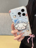 Hivava  Cute 3D Puppy Magnetic Stand Holder Phone Case For Iphone 15ProMax 13 15 Pro Max 14ProMax 13Pro 14 Cartoon Milk Cow Matte Fundas