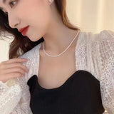 Hivava Vintage Style Simple 6MM Pearl Chain Choker Necklace For Women Wedding Love Shell Pendant Necklace Fashion Jewelry