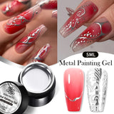 Hivava  -  Metallic Painting Gel Nail Polish Chrome Gold Silver Mirror Metal Effect Super Bright Draw Line French Nail Gel 5ml