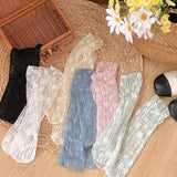 Hivava  Women's Harajuku Kawaii Ladies Breathable Transparent Floral Lace Socks Sweet Mesh Fishnet Socks Soft Funny Socks Hosiery