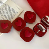 Hivava Women Color Contact Lens Case Red Heart Contact Lenses Box for Eyes Care Kit Glasses Case Holder Container