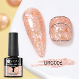 Hivava  -  7ml Champagne Gold Reflective Glitter Rubber Base Gel Nail Polish Sparkling Glowing Semi Permanent Nail Art UV Gel