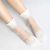 Hivava  1Pair Women Lace Ruffle Ankle Sock Soft Comfy Sheer Silk Cotton Elastic Mesh Knit Frill Trim Transparent Women's socks Hot 2022