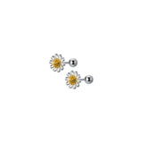 Hivava  -  Silver Color Fashionable Daisy Flower Screw Earrings for Ladies Birthday Gift Jewelry Earings