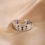 Hivava Lovely Cartoon Drop Oil Cat Open Rings for Women Men Vintage Fashion Animal Cat Opening Finger Ring Jewelry Gifts