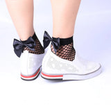 Hivava  Chic Women's Harajuku Breathable White Bow knot Fishnet Socks.Sexy Hollow out Mesh Nets Socks Ladies Girl's Lolita Style Bow Sox