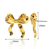 Hivava Fashion Gold Color Earrings for Women Bow Stud Nail Earring New   Trendy Cute Jewelry Piercing Ear Accessories Christmas Gift