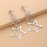 Hivava  -  Star Metal Long Drop Earrings Classic Kpop Sweet Double Stars Temperament Girl's Wear Pendants Earrings for Women Jewelry