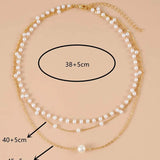 Hivava  Trend Elegant Jewelry Wedding Multilayer Pearl Necklace For Women Fashion White Imitation Pearl Choker Necklace N0323