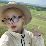 Hivava  Korea Retro Thick Glasses Frame Women Lovely INS No Makeup Plain Glasses Men Eyewear Cute Decorative Computer Glasses